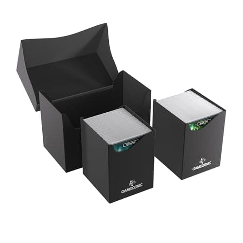 Gamegenic Double Deck Holder 200+ XL - Compact Storage Solution for Two Decks or 200 Double-Sleeved Cards, Includes Two Removable Deck Holders, Black Color, Made