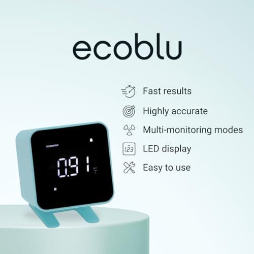 Ecosense EB100 EcoBlu, Home Radon Detector, Capture & Display Results Every 10 Minutes, Short & Long-Term Continuous Monitoring, Easy to Use
