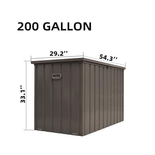 Domi Deck Box 200 Gallon, Waterproof Lockable Steel Outdoor Storage Container for Outside Cushions, Garden Tools and Pools Equipment