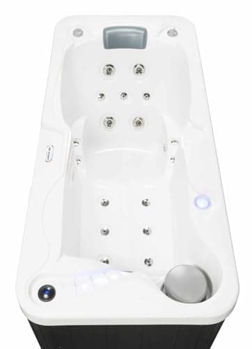 Hudson Bay HBSL 1-Person Hot Tub with 19 Therapy Jets and Digital Controls – White Acrylic Interior and Mocha Exterior Cabinet - Ideal for Indoor/Outdoor - Small and Portable Spa