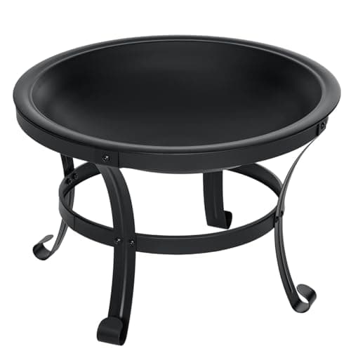 SINGLYFIRE 22 inch Fire Pit for Outside Outdoor Wood Burning Small Bonfire Pit Steel Firepit Bowl for Patio Camping Backyard Deck Picnic Porch,with Spark Screen,Log Grate,Poker