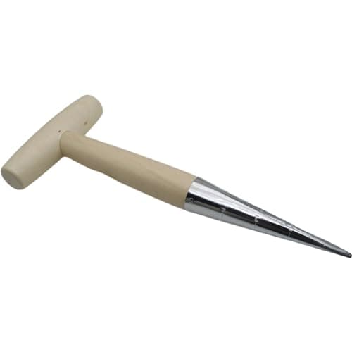 Garden Hand Dibber Seed Planter Tool Stainless Steel Sow Dibbler with Wooden Handle Garden Hole Punch Dibbler Tool for Sowing Seed (1pcs)