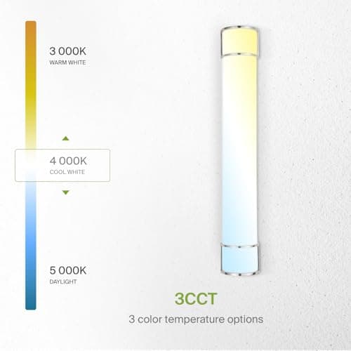 ASD LED 36 Inch Flush Mount Vanity Lighting Fixture | 30W 2650LM 3000K-5000K 120V | 3CCT, Dimmable, Energy Star, ETL Listed | Bathroom Linear Wall Light Bar, Long Tube Bath Sconce | Nickel