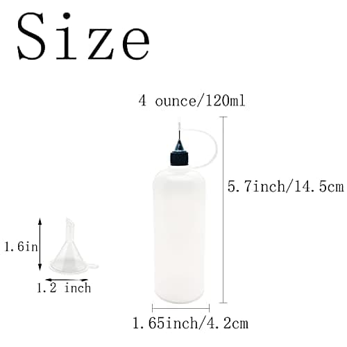 12 Pcs Precision Tip Applicator Bottles, 120ml /4 Ounce Needle Tip Bottle, with 2 Funnel, Multicolor Lids