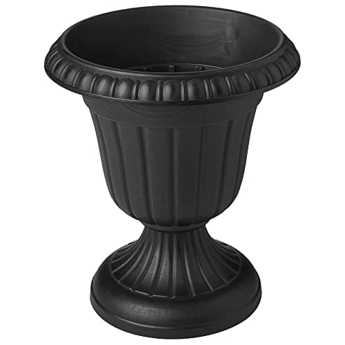 PL20BK Classic Traditional Plastic Urn Planter Indoor/Outdoor, 10" x 12", Black