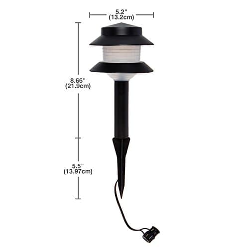 GreenLighting Paradise Low Voltage Landscape Pathway Lights - 2 Tier Outdoor Garden Lights - Easy, Simple Installation - Walkway, Lawn, Landscape Lighting (Black, 8 Pack)