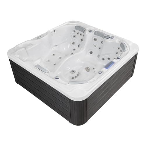 Dallas 6 - Person 82 - Jet Acrylic Hot Tub with LED Lights, Ozonator, and Cover in Ice White