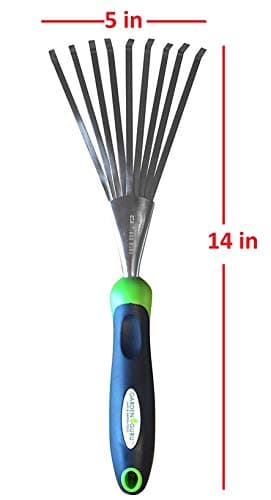Garden Guru Stainless Steel Hand Rake Soil Tiller with Ergonomic Handle, Great for Gardening, Cultivating, Loosening Soil & Spreading Mulch, Raking Flower Beds