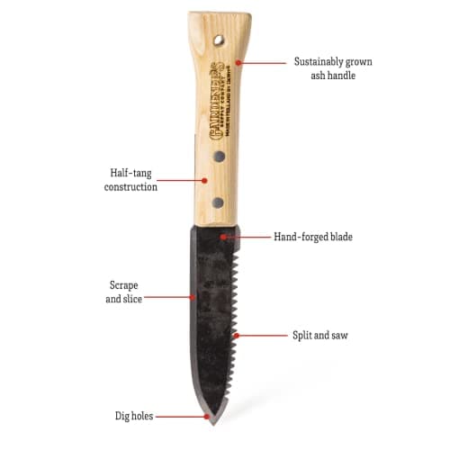 Gardener's Supply Company Lifetime Hori Hori Garden Knife, Multi-Purpose Garden Tool Hand-Forged High-Carbon Steel Blade with Rounded Hardwood Handle for Weeding, Digging & Cutting