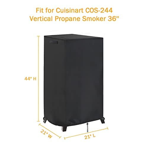 Smoker Cover Fit for Cuisinart Smoker, Waterproof Outdoor Grill Smoker Covers,Black (21" L x 21" W x 44" H)
