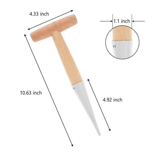 Hand Dibber, Seed Dibber, Garden Dibber, Dibber Garden Tool, Galvanized Alloy Head, Bulb Planter for Planting Flowers Tulips Daffodils Dahlias