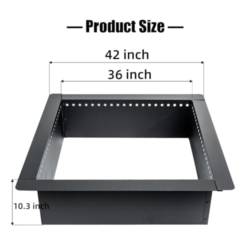 42 inch Square Fire Pit Ring, Heavy Duty Fire Ring, DIY Campfire Insert Above or In-Ground, for Outdoor, Camping, and Bonfires