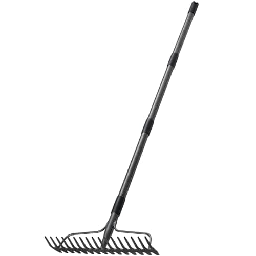 63'' Bow Rake ，17 Tines Metal Head Rakes with Stainless Steel Handle，Heavy Duty Garden Rake for Loosening Soil Gathering Leaf Leveling Lawn Farming Land Management Yarn Thatch Rake