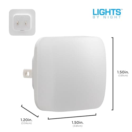 Lights By Night Mini Square LED Night Light, Plug-in, Dusk to Dawn Sensor, Compact, Ambient Lighting, for Kids or Adults, Bedroom, Bathroom, Nursery, Hallway, 6 Pack, 82489