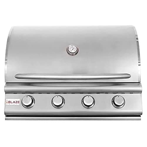 Blaze Prelude LBM 32-Inch 4-Burner Built-in Natural Gas Stainless Steel Grill with Flame-Stabilizing Grids, Heat Zone Separators, Drip Tray and Hood