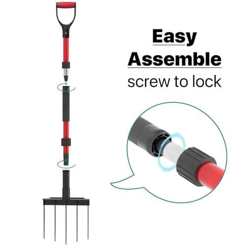 Pitch Fork for Garden, 5-Tine Heavy Duty Pitchfork for Loosening Soil, 41 Inch Gardening Fork for Digging, Composting, Spading, Cultivating Soil, Metal Fork Head with Fiberglass Handle, D-Grip