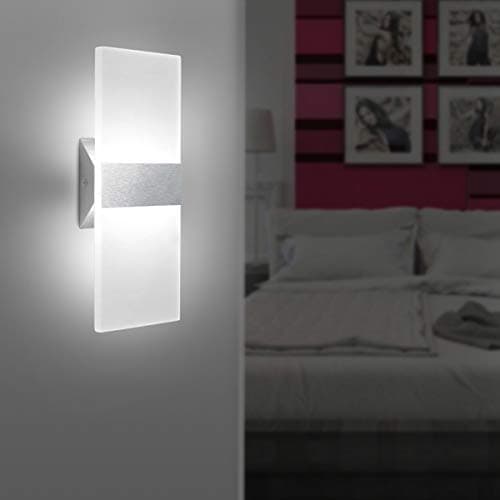 ChangM Modern LED Acrylic Wall Sconce 12W Cool White 6000K Up Down Lamp for Bedroom Corridor Stairs Bathroom Indoor Lighting Fixture Lamps Home Room Decor Not Dimmable No Plug(1 Pack)