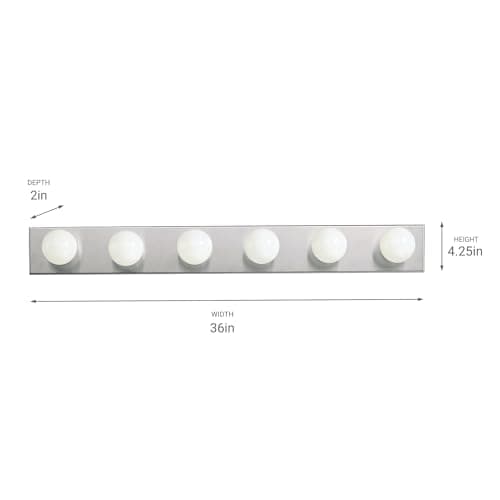 Kichler 36" Bath Bar Vanity Light in Brushed Nickel, 6-Light Traditional Bathroom Light, (36" L x 4.25" H), 626NI