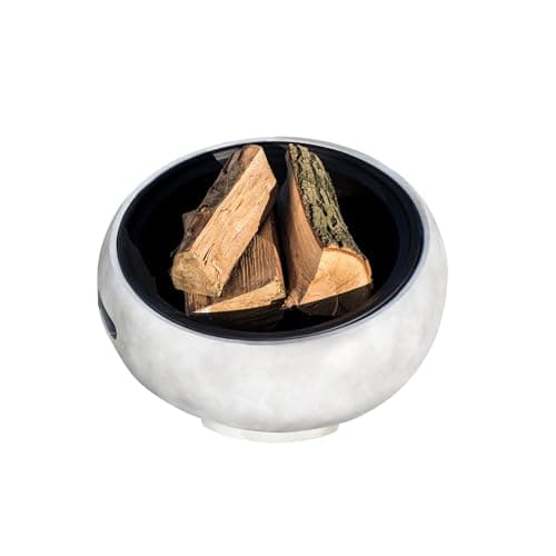 Teamson Home MGO Light Concrete Round Charcoal and Wood Burning Fire Pit for Outdoor Patio Garden Backyard with Spark Screen, Fireplace Poker, Grate, and BBQ Grill, Light Gray