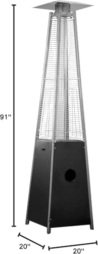 Resort Model 49,000 BTU Natural Gas Glass-Tube Flame Patio Heater in Rich-Mocha Matte Finish with Mobility Wheels and Protective Cover