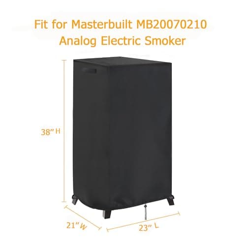 Smoker Cover Fit for Masterbuilt MB20070210 Analog Electric Smoker, Waterproof Outdoor Grill Smoker Covers,Black (23" L x 21" W x 38" H)