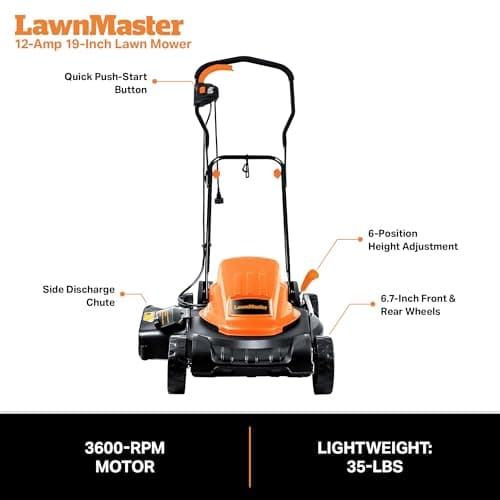 LawnMaster ME1218X Electric Lawn Mower 12AMP 19-Inch