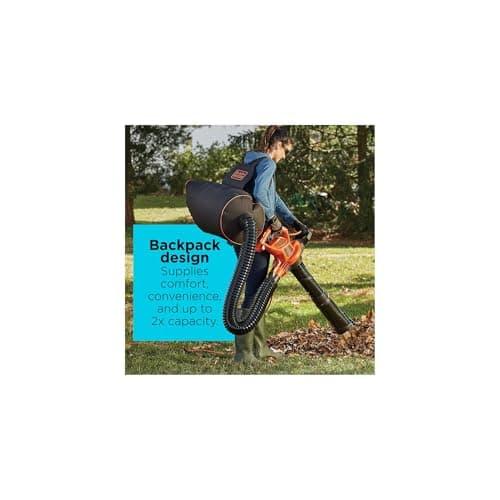 BLACK+DECKER Electric Leaf Blower, Leaf Vacuum and Mulcher 3 in 1, 250 mph Airflow, 400 cfm Delivery Power, Reusable Bag Included, Corded (BEBL7000)