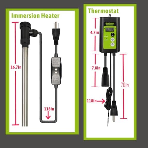 1800W Submersible Hot Tub & Pool Portable immersion Water Heater with Temperature Control and GFCI Leakage Protection for Swimming Pools, Bathtubs, Buckets, Baptistries, and Most Liquids