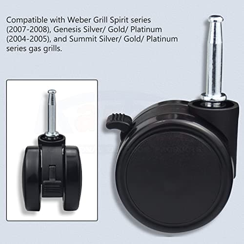 Caster Wheel Gas Grills/Stem Style Locking Swivel Caster 6414 306414 for Weber, Genesis, Summit, Silver, Spirit Gas Grills, Includes Caster Insert (2 5/16" in Diameter) (2)