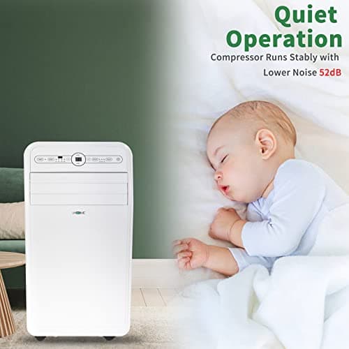 Uhome 12,000 BTU, 2024 New Portable Air Conditioner with Heat, 4-in-1 function Dehumidifier & Fan, Cools & Heats Space up to 400 Sq.ft, Remote Control and Window Kit Included, White