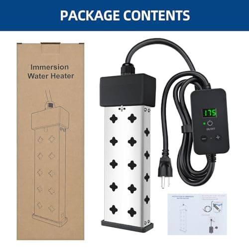 Portable Water Heater for Bathtub and Bucket, 1800W Fast Heating with Real Time Temperature Display, Adjustable Thermostat and Anti Dry Burn Protection, Stainless Steel Heating Rod, Immersion Heater