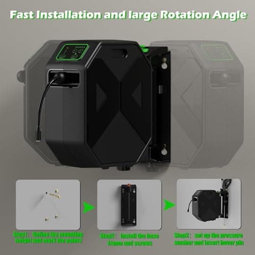 Wall Mounted Pressure Washer, 5200 PSI 3.6 GPM Electric Pressure Washer, Power Washer with 100FT Retractable Hose, GFCI Power Cord, Foam Cannon, 5-Nozzles for Car, Garage, Fence, Patio