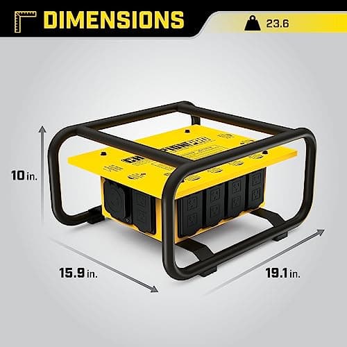 Champion Power Equipment Pro Grade OSHA Compliant Power Distribution Box, 50-Amp Twist Lock Inlet, Six 120V GFCI Duplexes, One 120/240V 30A Locking Outlet, 30A and 50A RV Adapters