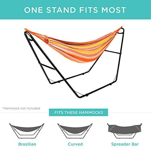 Best Choice Products Adjustable Portable Hammock Stand, Outdoor Patio Weather-Resistant Steel for 9-14ft Hammocks w/Hanging Hooks, Powder-Coated Finish, Carrying Bag, 450lb Weight Capacity