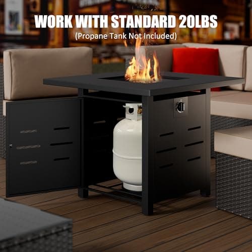 Vongrasig 30" Gas Fire Pit, 50,000 BTU Steel Propane Fire Pit Table for Outdoor Outside, Outside Patio Deck and Garden, CSA Certified Fire Table with Lid and Lava Rock