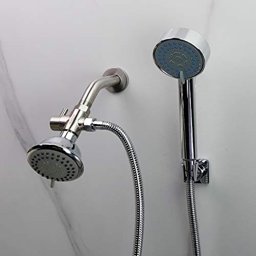 Shower Arm Diverter Valve for Hand Held Showerhead and Fixed Spray Head,G 1/2 3-Way Bathroom Universal Shower System Replacement Part/Brass (Brushed Nickel)