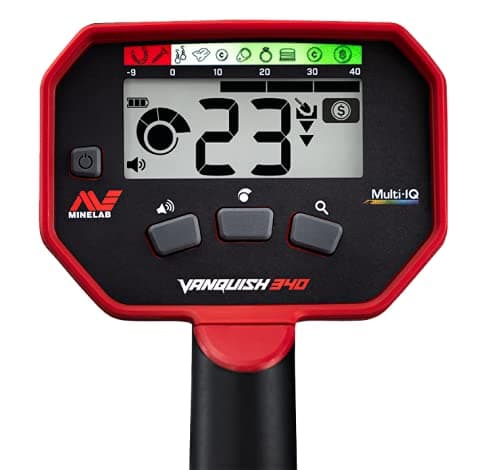 MINELAB Vanquish 340 Multi-Frequency Auto-Select Metal Detector for Adults with V10 10"x7" Double-D Waterproof Coil (3 Detect Modes)