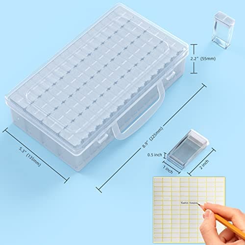 64 Solts Seed Storage Box with 112Pcs Label Sticker and a Tweezers,Diamond Painting Organizer,Portable Bead Storage,Seed Organizer Use for Flower Seeds,Vegetable Seeds.