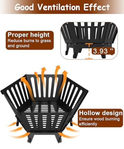 22.5 Inch Portable Plug Fire Pit for Camping, Detachable Outdoor Wood Burning Firepit with Carrying Bag for Outside Patio Heating, Picnic, Bonfire and BBQ, Vertical Hollow Style