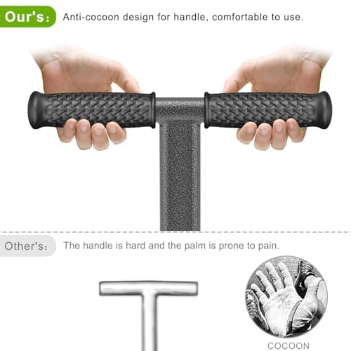 Dolibest Bulb Planter Tool w/Soft Grip, Grass Plugger Tool w/Stainless Steel Sharp Serrations, Depth Adjust Pre-Assembled Sod Plugger w/Centre Auto Dump Design for Lawn Planting Bulbs and Grass Repair