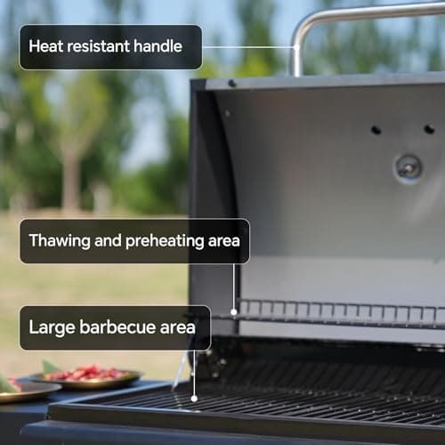 Grill Propane 3 Burner Gas Outside, Bbq with Thermometer, Patio grill For Small gatherings, asadores de gas 30000 BTU. Barbecue grill with Foldable Rack.