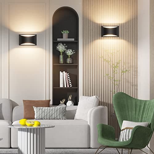 Aipsun Black Modern LED Wall Sconce Indoor Wall Lights 1 Pack Hardwired Up and Down Wall Mount Light for Living Room Bedroom Hallway Corridor Conservatory Warm White 3000K(with G9 Bulbs)