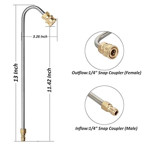 Pressure Washer Gutter Cleaner Attachment, Pressure Power Washer Gutter Cleaning, 4000 PSI, 13 Inch, 1/4 Quick Connect