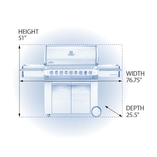 Napoleon PRO665RSIBNSS-3 Prestige PRO RSIB Natural Gas Grill, 665 sq.in. + Infrared Side and Rear Burners, Stainless Steel