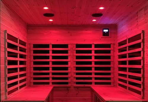 LTCCDSS Outdoor Far Infrared Sauna 4 Person | Withstand Temp -5℉-104℉, Outdoor Indoor Wooden Sauna Room for Home-12 Low EMF Boards-Canadian Hemlock-Chromotherapy-Bluetooth Speaker