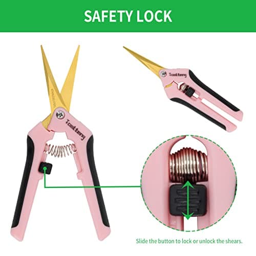 1 Pack Pruning Shears with Curved Blades, Garden Trimming Scissors, Gardening Hand Pruning Snips Titanium Coated Precision Bonsai Pruning Shears, Efficient Flower Cutters (Pink)
