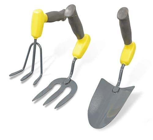 Set of 3 Hand Tools Ergonomic Design for Weak Grip, Non-Slip Rubber Handles, Gift for Seniors, Men & Women. Versatile for Indoor/Outdoor Gardening. Perfect for Those with Limited Strength