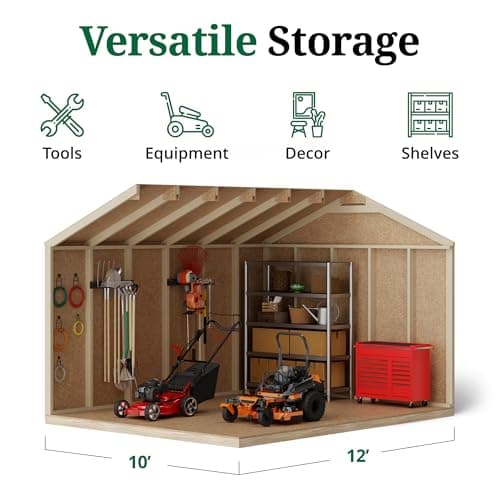 10x12 Value Workshop Shed with Operable Windows, Outdoor Wood Storage Do-It-Yourself Precut Kit