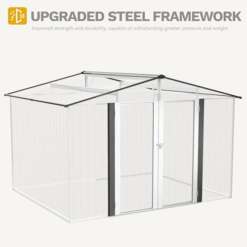 DWVO 10x8ft Metal Outdoor Storage Shed, Waterproof Tool Shed Heavy-Duty Storage Unit with Lockable Door and Vents, Ideal for Bicycles, Tools, Lawnmowers, Backyards, Patios, Lawns - Dark Gray