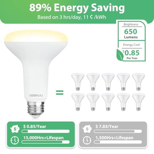 12 Pack BR30 LED Recessed Light Bulb, Dimmable Indoor Flood Light Bulbs CRI80 7W Equivalent 65W 2700K Soft White 650 Lumens, 15000 Lifetime Hours E26 Base LED Can Light Bulb, Flicker-Free